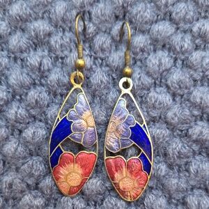 Floral Enamel Drop Earrings